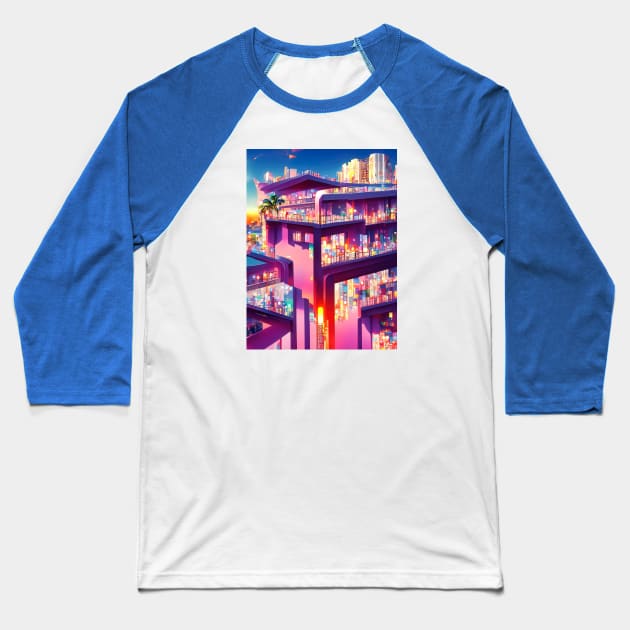 Palm District Baseball T-Shirt by Holosomnia